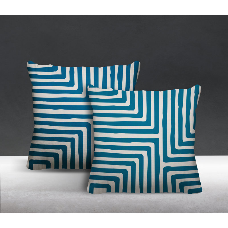 No Decorative Addition Outdoor Reversible Throw Pillow, 17W" x 17H", Turquoise