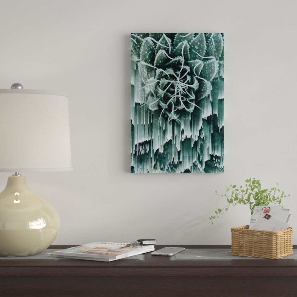 East Urban Home 'Glitched Succulent II' Graphic Art Print on Canvas ...