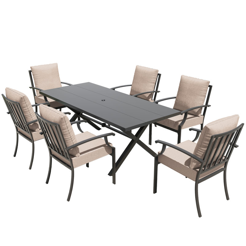Ensemble de salle à manger de patio, 6, Tanné