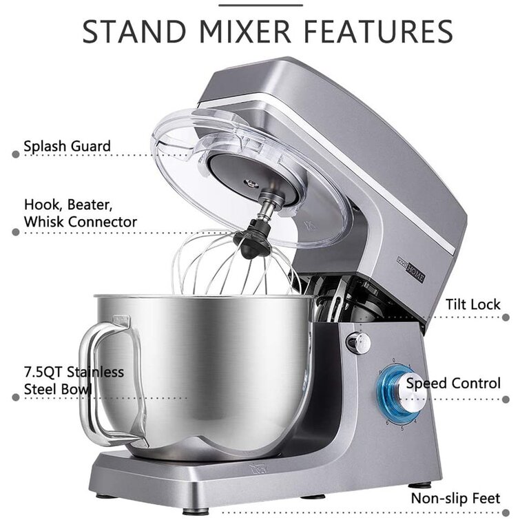 Vivohome 6 Speed 7.5 Qt. Stand Mixer with Mixer Accessory & Reviews