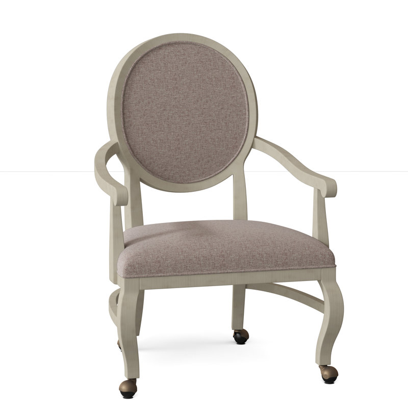 Oakland Upholstered King Louis Back Arm Chair, 8789 Indigo, Almond Buff