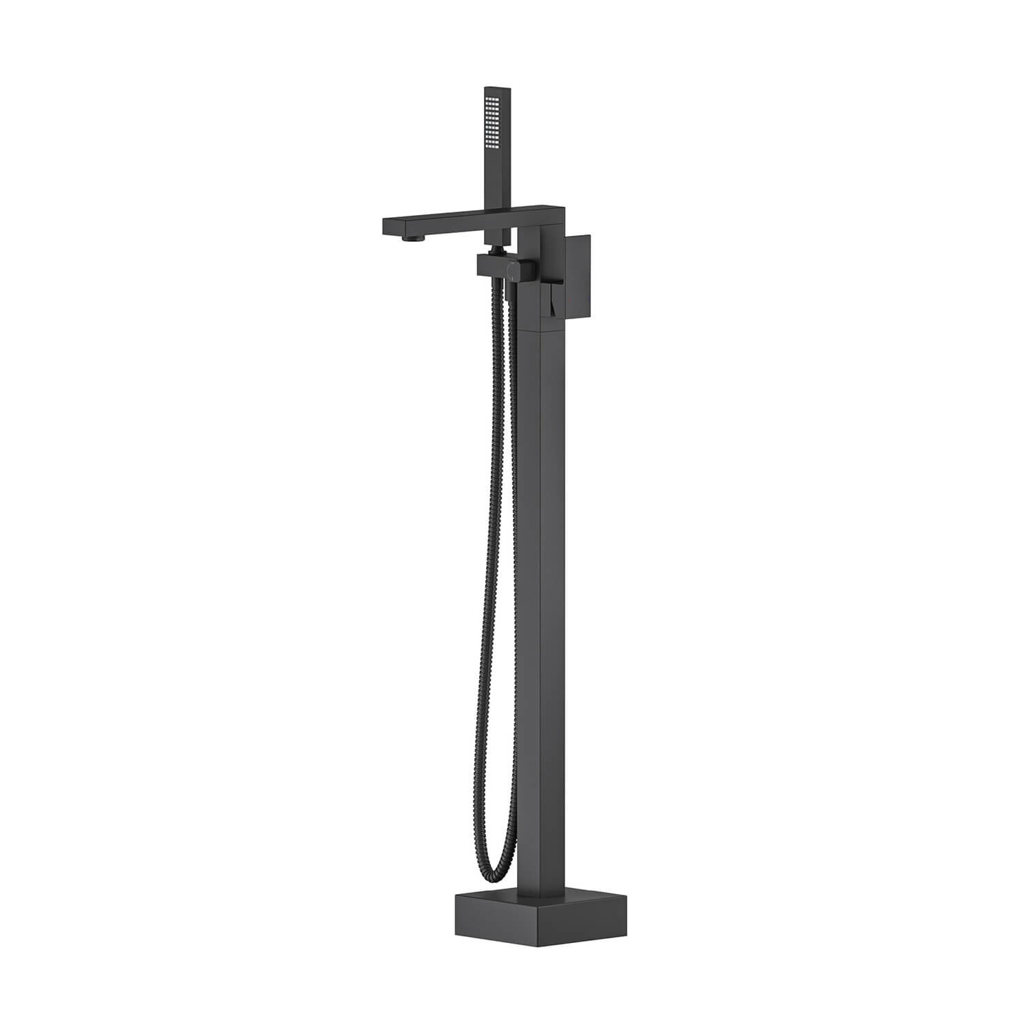 Cube Floor Tub Spout with Diverter, Matte Black