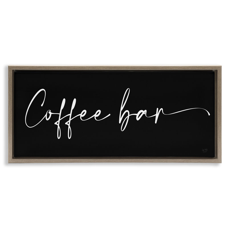 «Coffee Bar Classy Script Brown Grain», art mural sur toile flottante par Lux + Me Designs, H 11 po x l 25 po