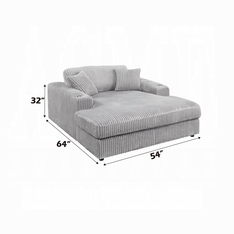 Méridienne Hilde avec 2 coussins, Gris clair