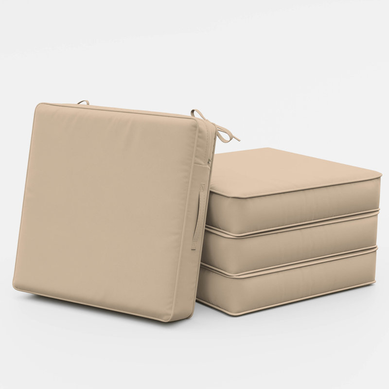 24“x24”x5“ Outdoor Seat Cushions High-Resilience Foam Chair Cushion with Handle and Non-Slip Bottom, Sand