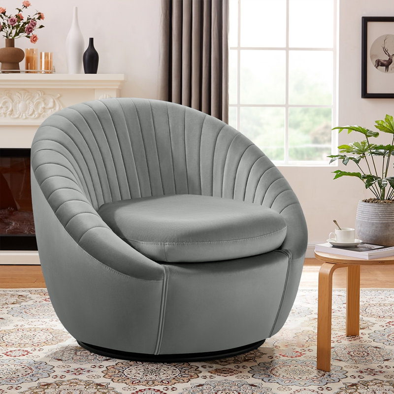 Fauteuil d'appoint pivotant en velours avec siège large Modern
