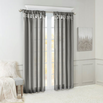 Twist Tab Lined Window Curtain Panel Charcoal 50x84"