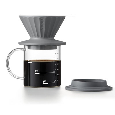 Buydeem Pour Over Coffee Maker,  Bpa Free Food Grade Silicone Coffee Dripper Set, Reusable Stainless Steel Coffee Filter For Single Cup, Perfect For H -  BD-CD1024B-IKG