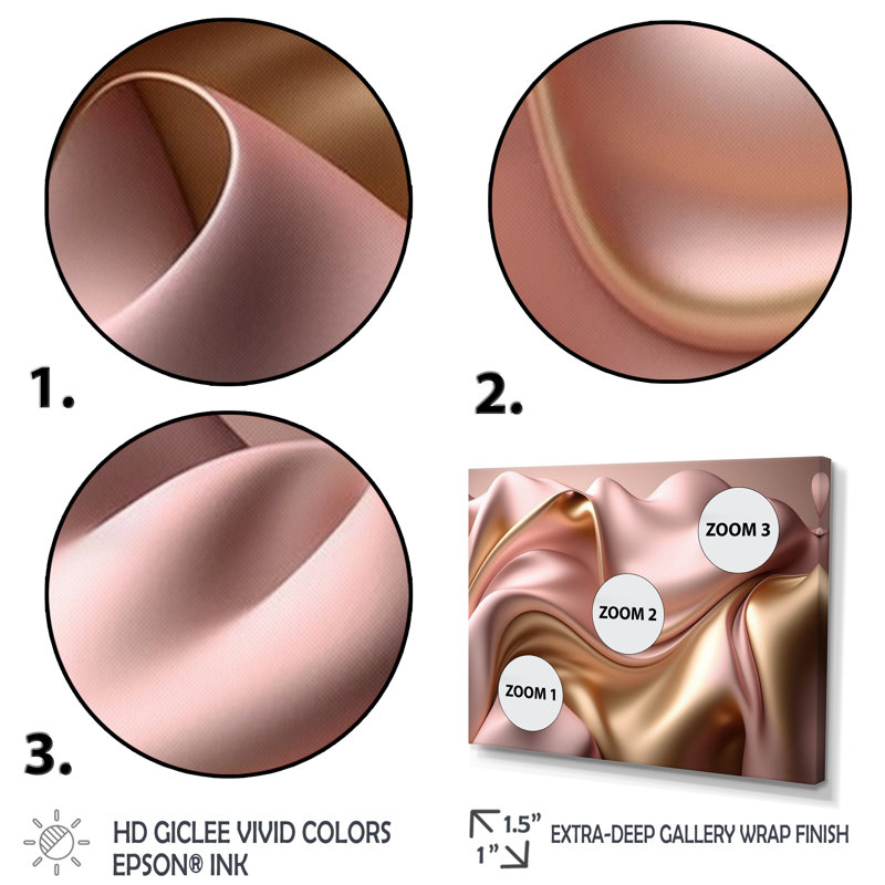 " Luscious Liquid Gold In Subdued Pink And Taupe II " by Designart 3 - Pieces, Black Framed Canvas, 28" H x 36" W x 1" D