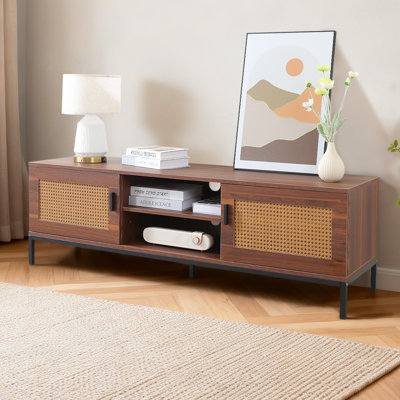 Tv Stand For 60/65/75 Inch Tv, Farmhouse Slatted Door Tv And Media Console Table With Drawer