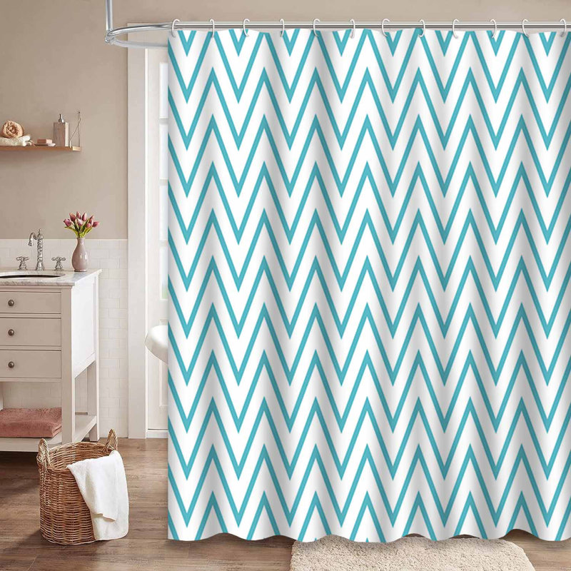 Rideau de douche Wigy Lines White Zigzag, L 72 po x l 78 po