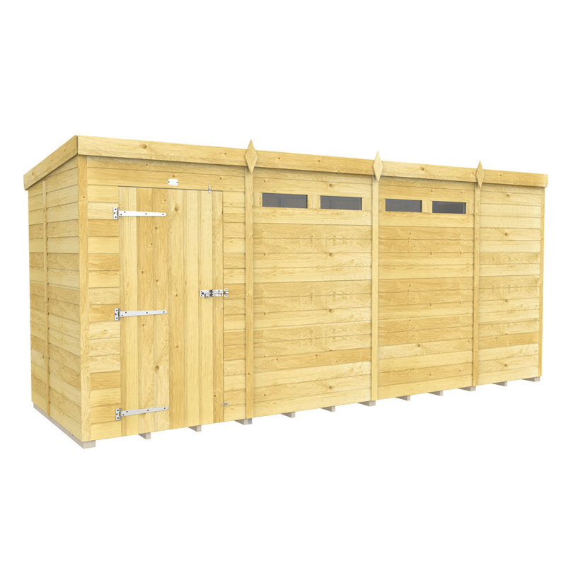 15ft x 5ft Pent Security Shed - Single Door