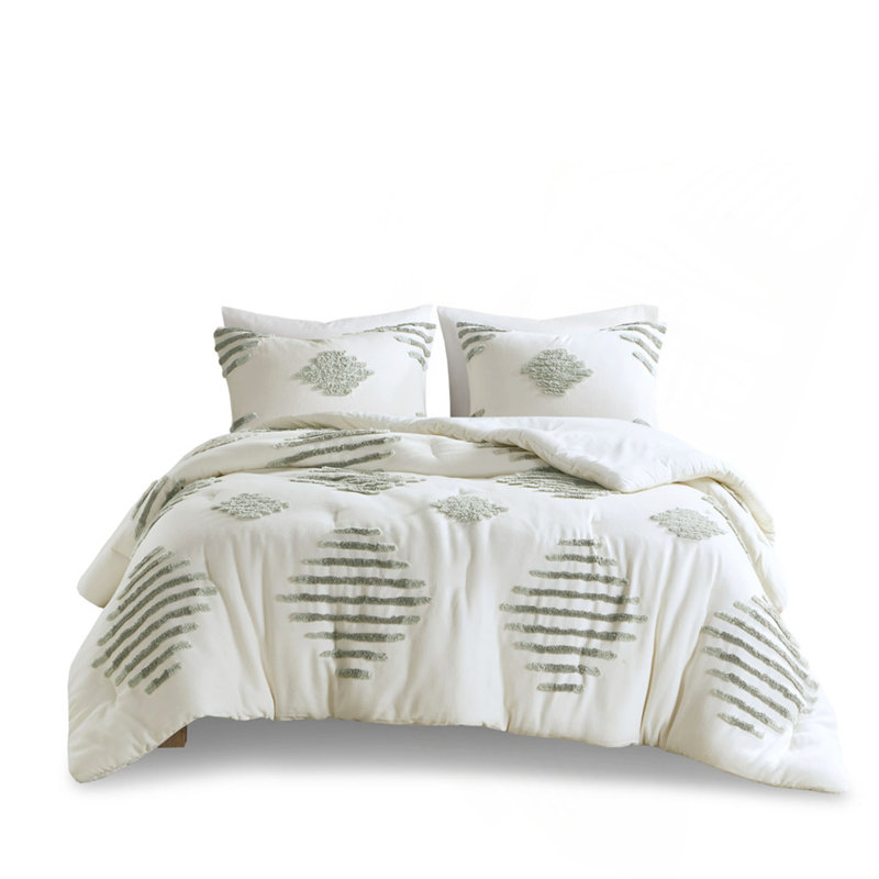 Full/Queen 3 Piece Cotton Blend Chenille Comforter Set