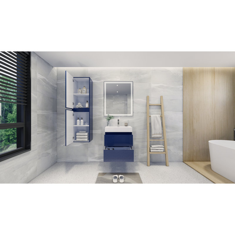 23.3'' Wall Mounted Single Bathroom Vanity Base Only, Night Blue
