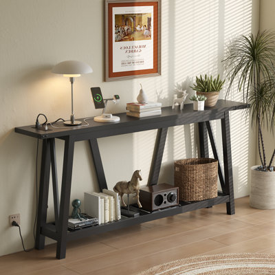 70.9'' Console Table with Built-in Power Outlet
