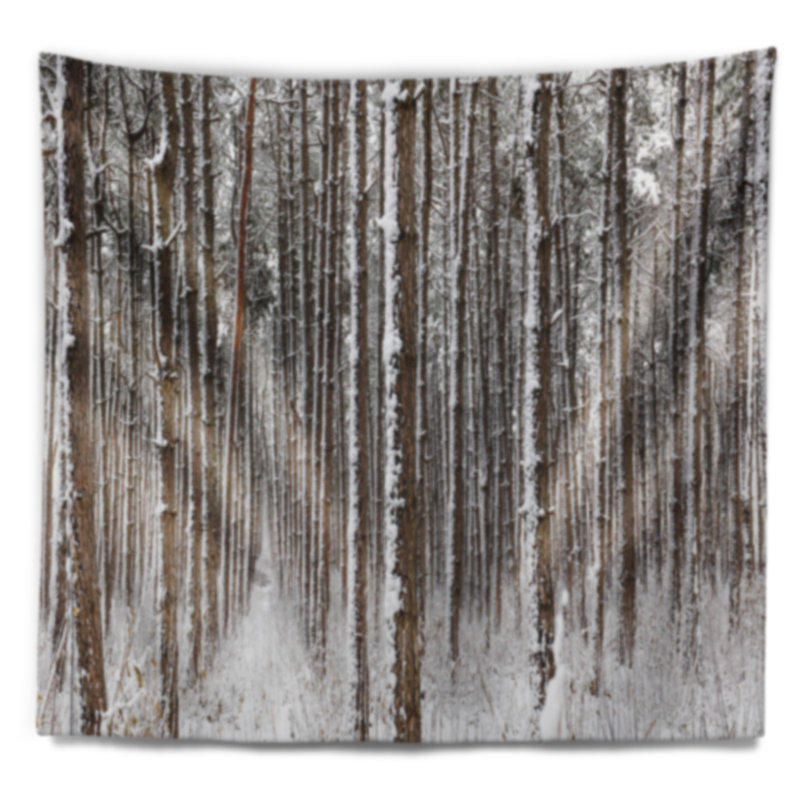 Forêt de pin dense en pin de tapisserie winter, H 32 po x l 39 po