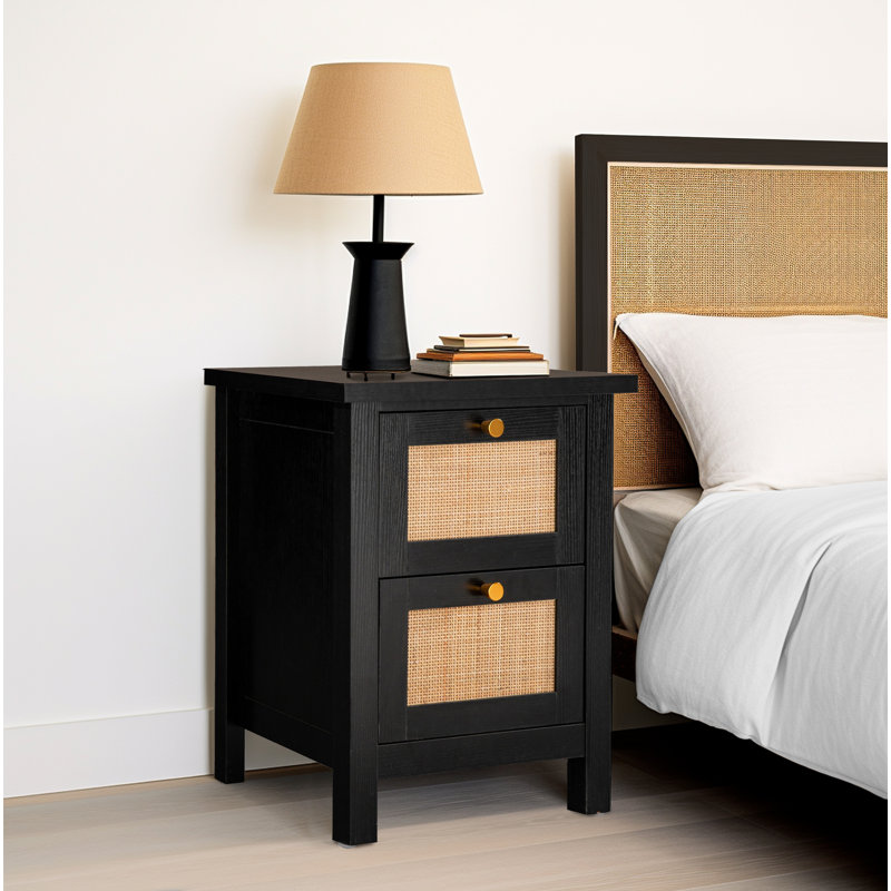 Ludden 48cm W Bedside Table, Black