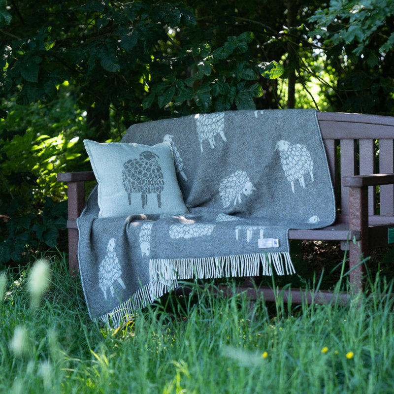 Evered Square Throw Pillow Cover, Grey/Off White