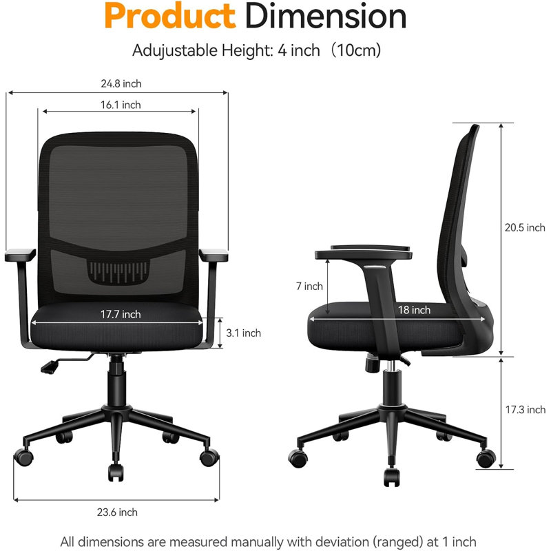 Office Chair, Black, Black
