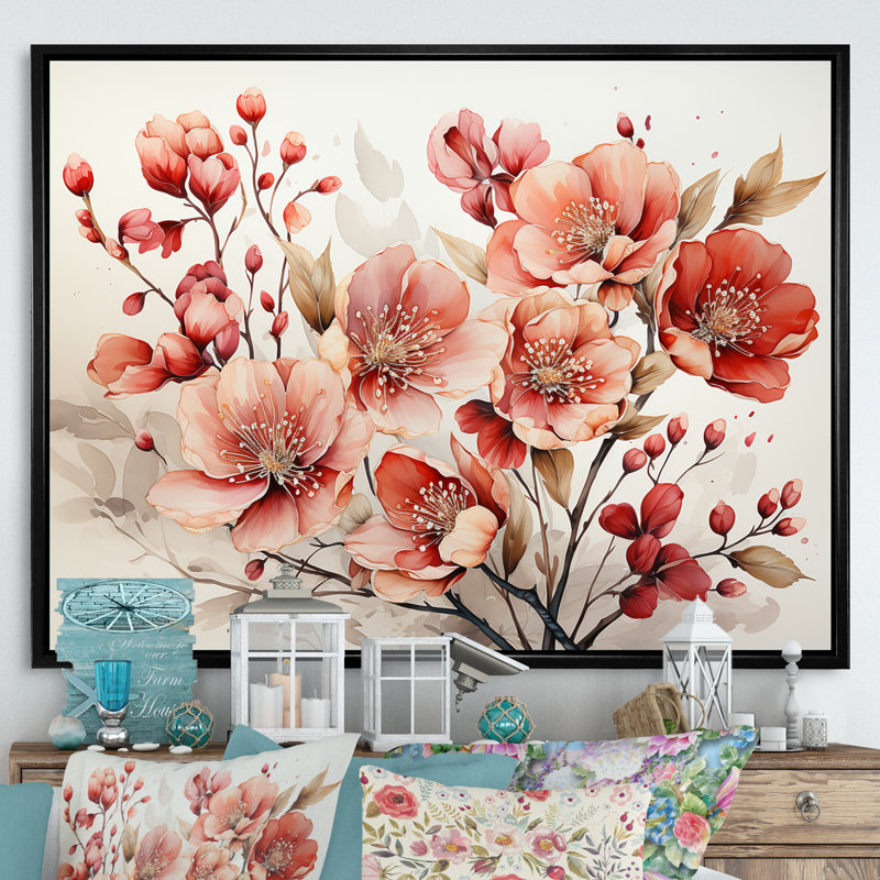 Charme des coquelicots dans un délice hivernal, Cadre flottant noir, H 30 po x l 40 po x P 1,5 po