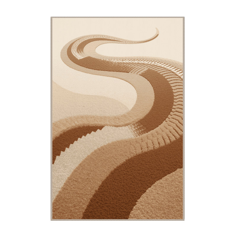 Tapis beige moderne lavable à la machine Pittman Basilisk, 3 X 5