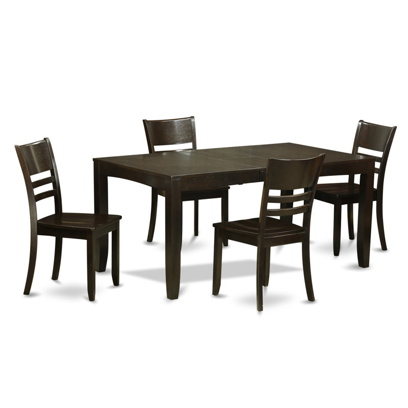 Lockmoor 6 - Person Solid Wood Top Four Leg Dining Set, 5 Pieces: Table, 4 Chairs, Espresso