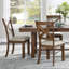 Brown Finish Dining Set Rectangular Table Bench Side Chairs Beige Upholstered Seat Transitional Kitchen Dining Furniture-1813860022