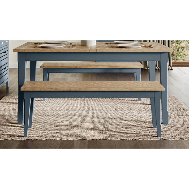 Kusilvak Wood Bench, 45cm H x 150cm W x 35cm D, Blue/Brown
