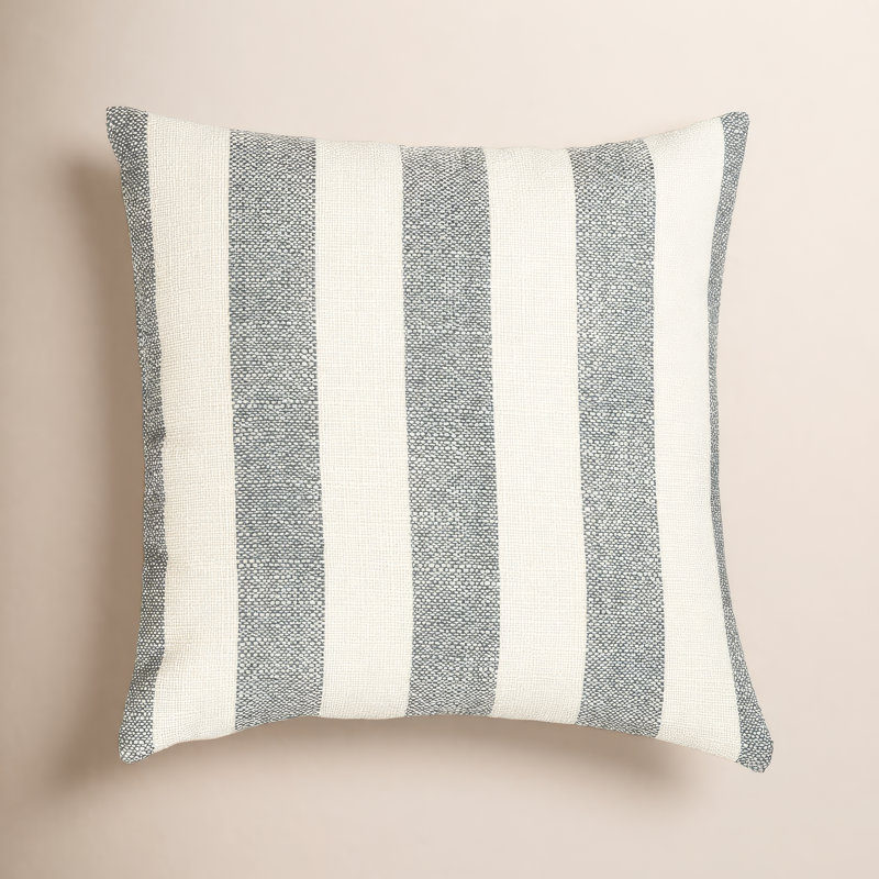 Coussin Birch Lane Harding, Bleu rayé, Plume, Carré 20 po