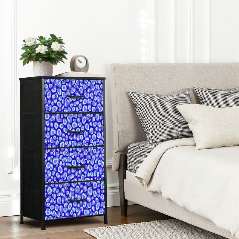 4 Drawer Dresser for Bedroom, Narrow Chest of Drawers, Wooden Top and Study Iron Frame 18"x37.5"-(WxH)