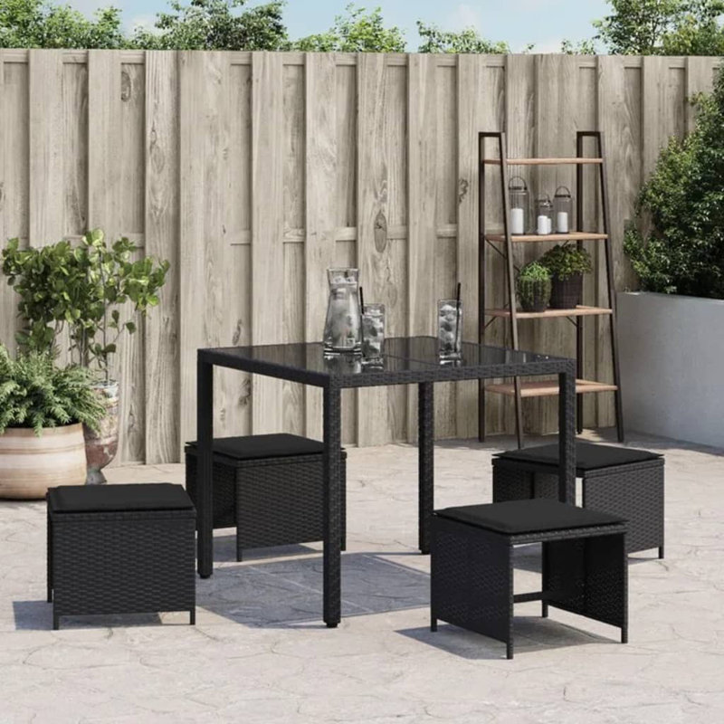 Ensemble de 4 tabourets de jardin Vidaxl, Noir, Gris clair