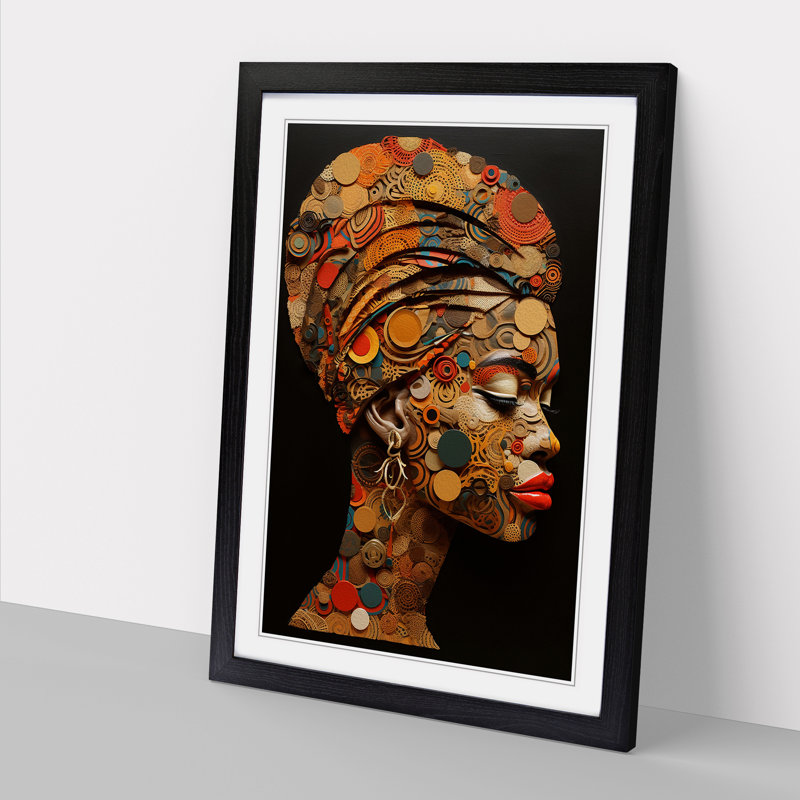 African Woman Neo-Plasticism - Framed Print, Black, 46cm H x 34cm W x 2cm D