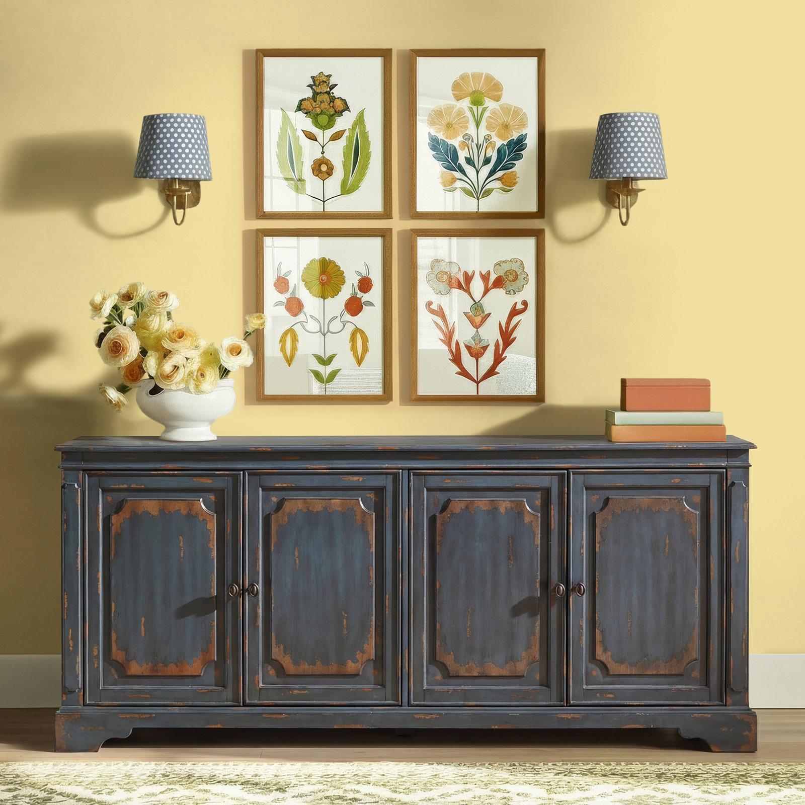 Dalgard TV Stand, Blue, 32"H x 65"W x 16"D