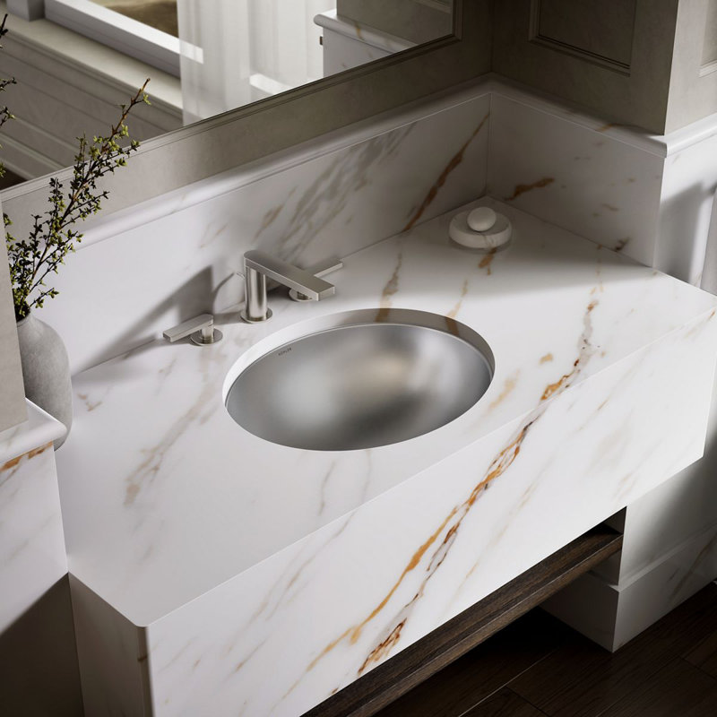 Bachata Metal Oval Undermount Bathroom Sink, Luster