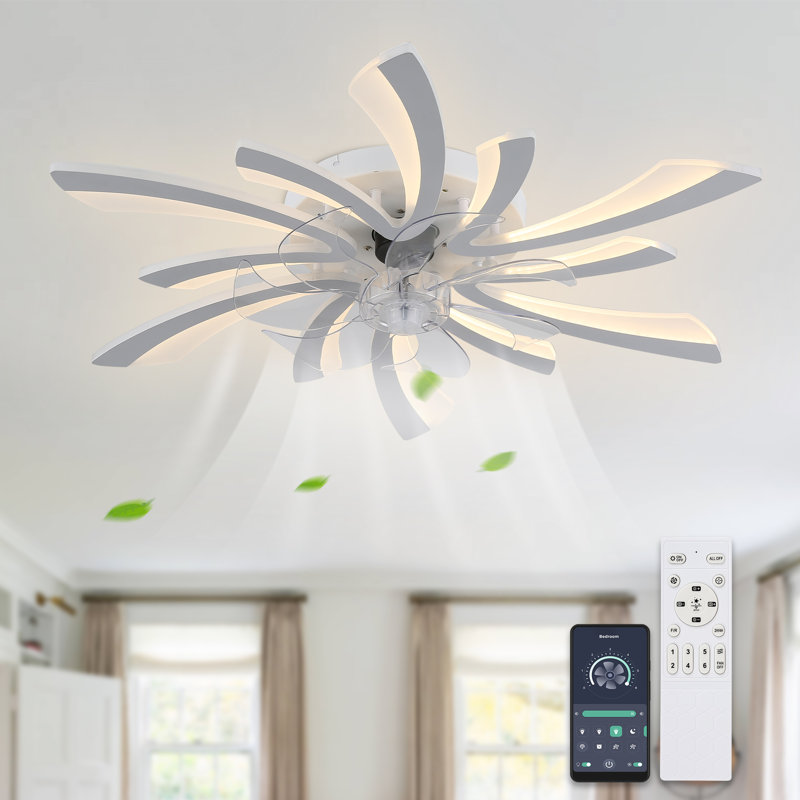Cyriana 31 po Ventilateur de plafond moderne à profil bas avec lumières, ventilateur de plafond intelligent réversible à 6 vitesses