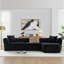Canapé modulaire 114 po avec méridienne en forme de L, canapé modulaire avec repose-pieds mobile 114 po, canapé-lit pour salon, sans assemblage requis, noir-388167901