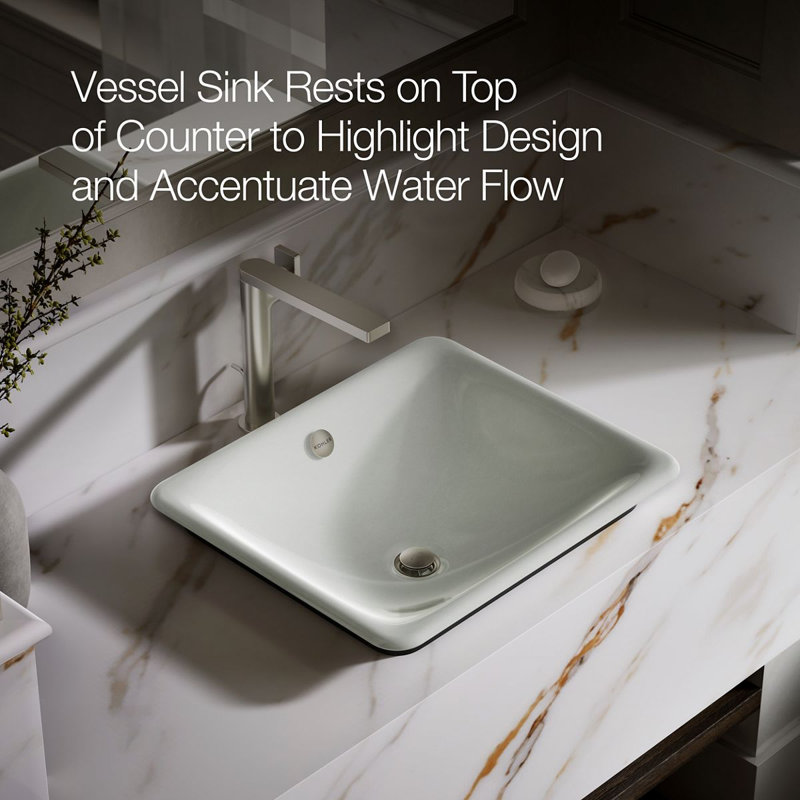 Iron Plains 6.3" Tall Metal Rectangular Bathroom Sink with Overflow, Sea Salt
