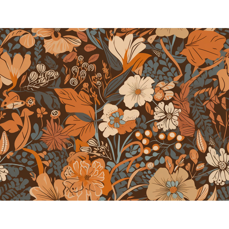 Machine Printed Comforter, Twin Comforter, Brown/Orange Floral