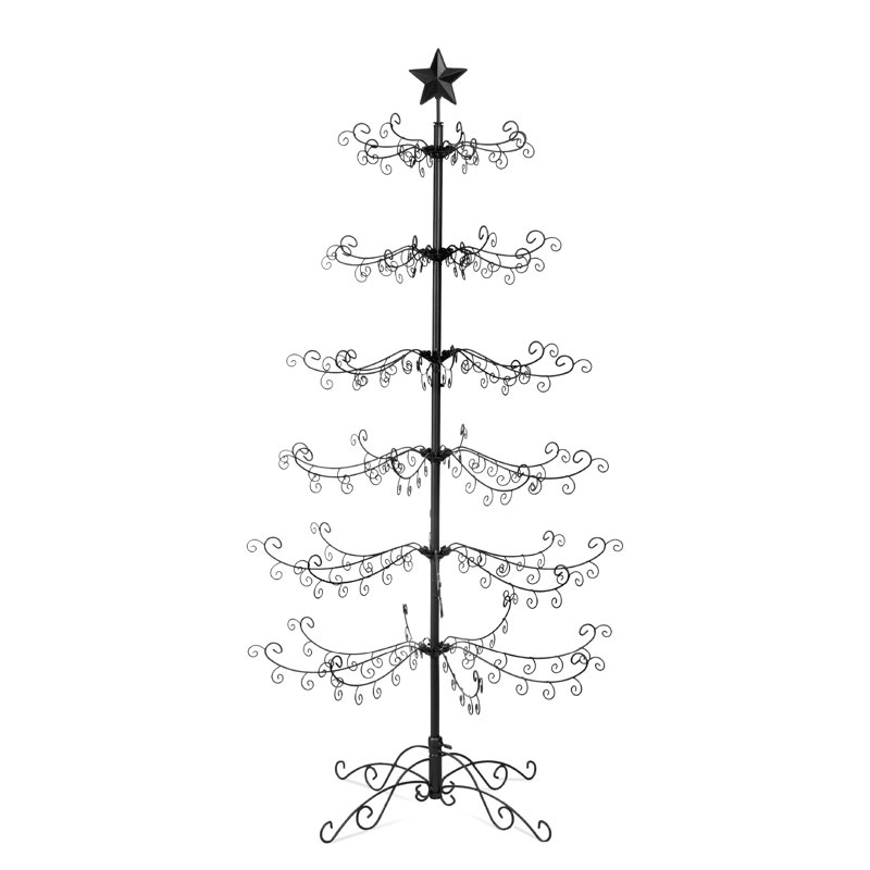 Présentoir à ornements en fer forgé avec assemblage facile, support, H 74 po x l 35 po x P 35 po, Noir