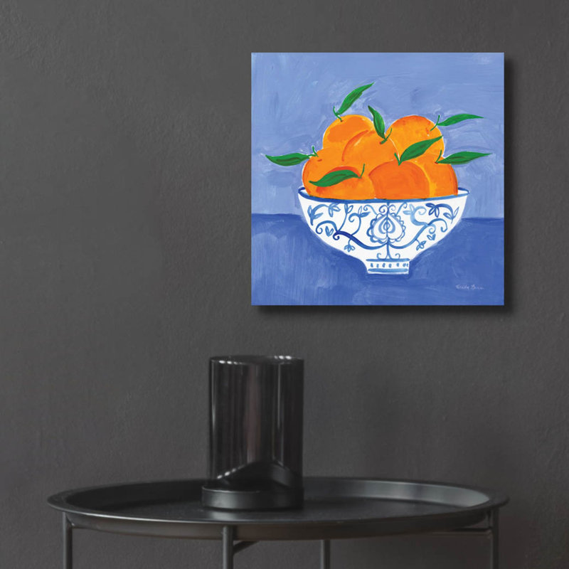  «Orange nature morte» par Farida Zaman, art mural en verre acrylique, 12 po x 12 po