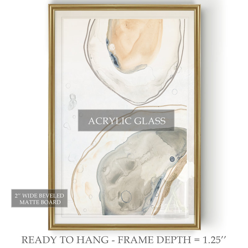 " Ocean Oysters I ", 18.5" H x 24.5" W , Framed Print, Gold