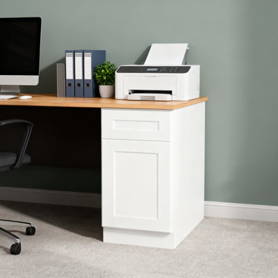12" White Shaker Base Cabinet With Soft-Close Door,Drawer,Space-Saving Solid Wood Unit With Adjustable Shelf For Kitchen, Bath, Laundry, Garage (12"W X 24"D X 34.5"H)