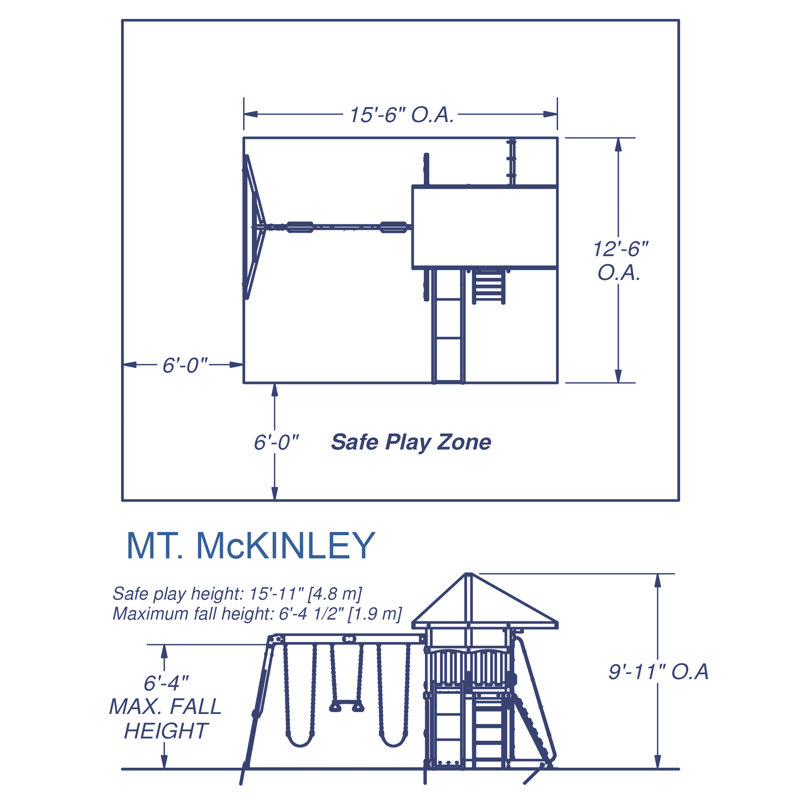 Mount McKinley Cedar Wood Swing Set with Slide and Climber