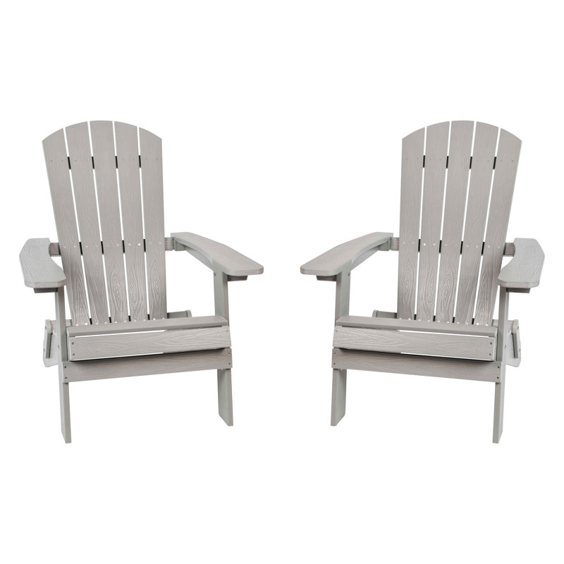 Balasi Poly Resin Folding Adirondack Chair-Indoor/Outdoor Patio Chair, Gray