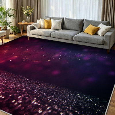 Tapis intérieur doré lavable à la machine, style vintage, violet et noir