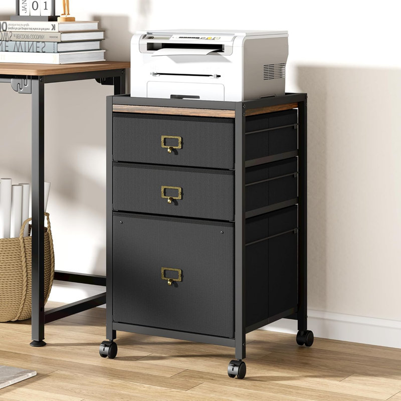 Versatile 3-Drawer Mobile File Cabinet – Compact Fabric Storage Solution with Wheels for Home Office, Accommodates Letter and A4 Documents