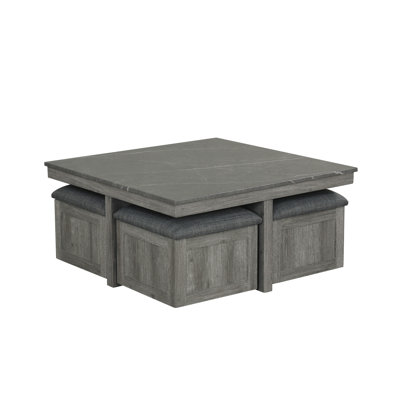 Ensemble de 5 tables basses grises 5 pièces Carré