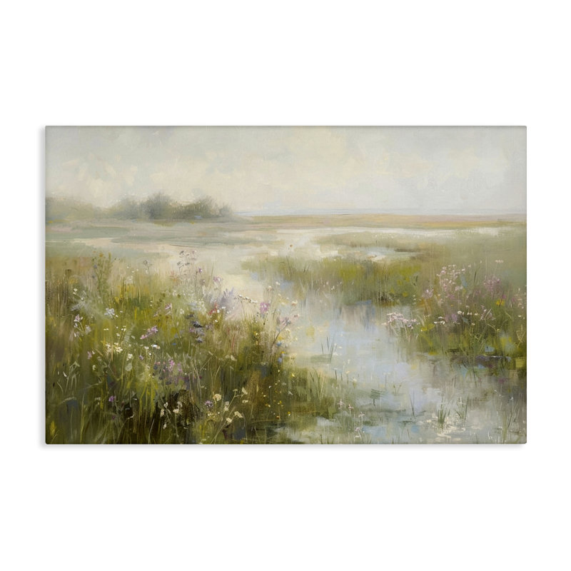  «Spring River with Wild Blooms», art mural sur toile par LSR Design Studio, H 16 po x l 24 po