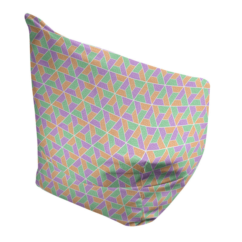 Fauteuil à billes Leffel, H 38 po x L 42 po x P 29 po, Pouf fauteuil, Orchid/vert marin/chocolat