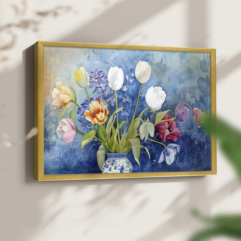 Série florale CV CV, reproduction encadrée, H 16 po x l 20 po